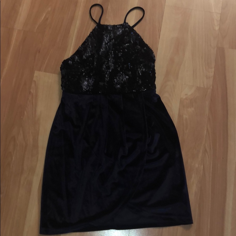 Dark blue velvet dress
